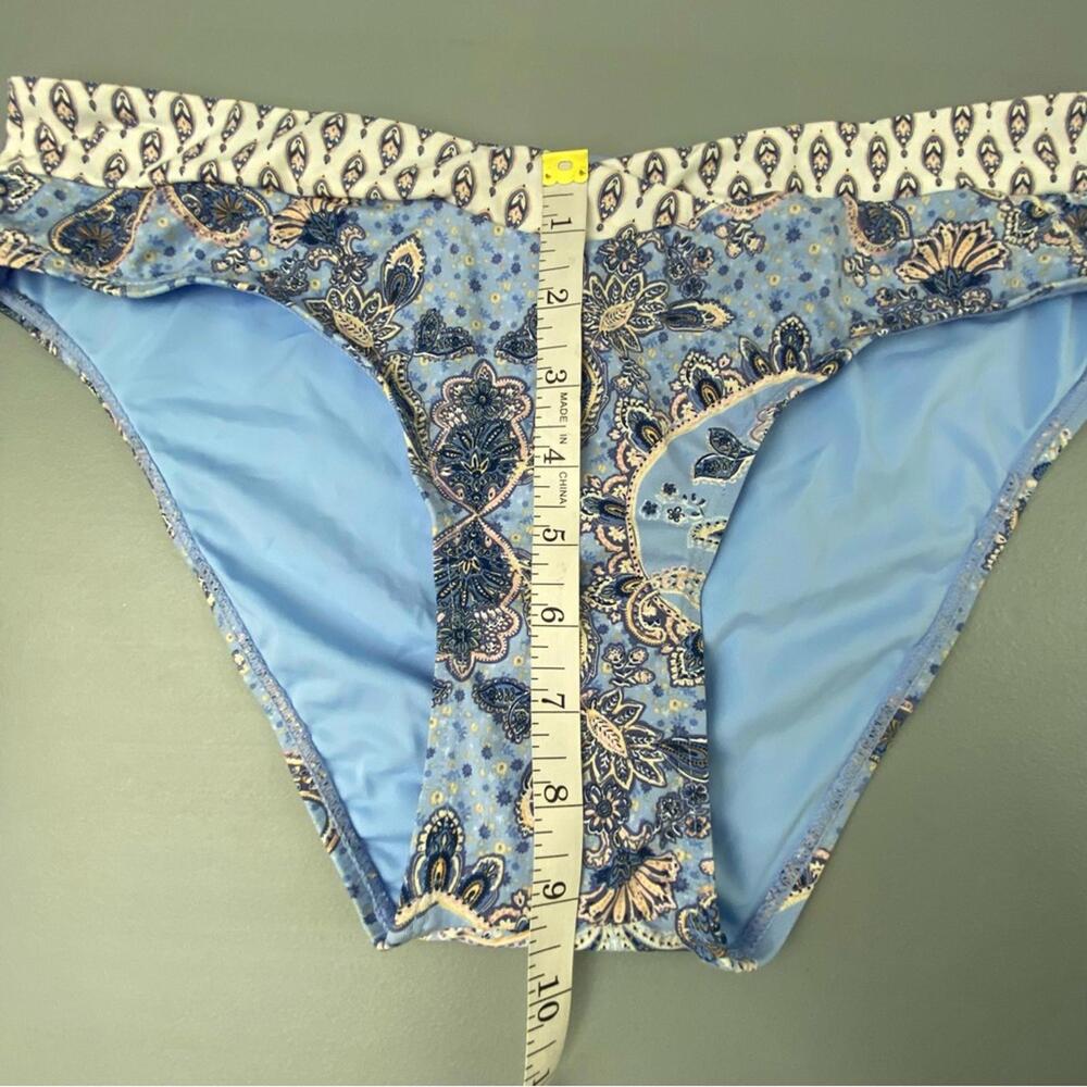 Lucky Brand Swim Blue Paisley Boho Hipster Bikini Bottom Wms sz L NWT - Picture 6 of 8